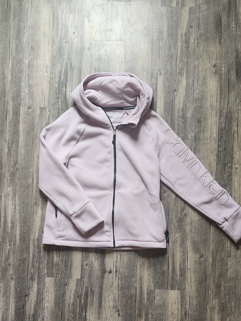 Calvin Klein Girls' Pale Pink Hooded Fleece Jacket